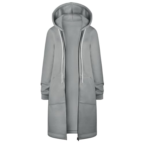 Women Long Sweat Jacket Casual Zip Up Fleece Jacket with Hoodies Plus Size Trench Coat Long Sleeve Cardigan Thin Basic3