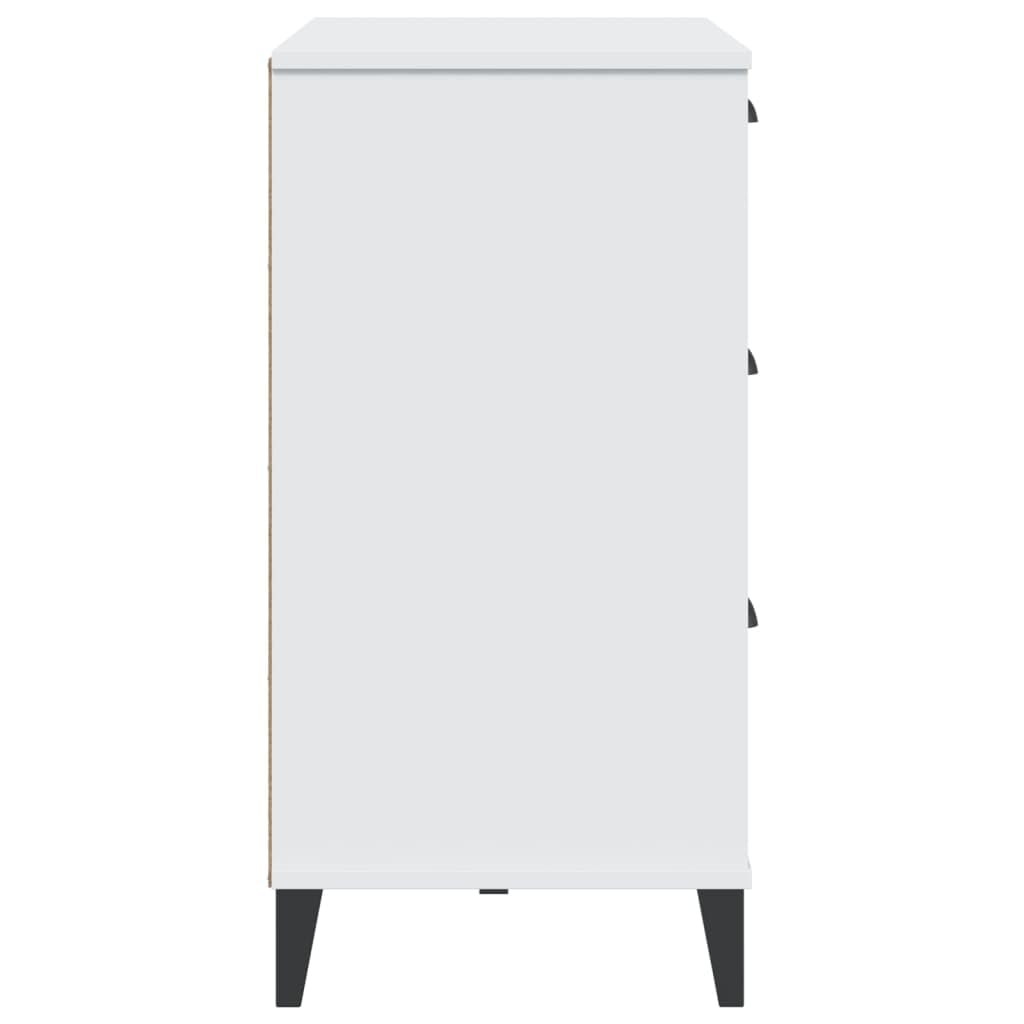 Kredens VIKEN biały, 80 x 40 x 80 cm, materiał drewnopochodny z 3 szufladami i praktycznymi uchwytami do salonu, przedpokoju i jadalni, stabilna konstrukcja, wszechstronne miejsce do