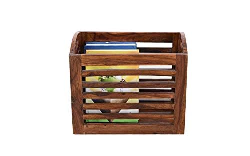Royal Wood Sheesham Solid Wooden Mazine Rack Newspaper Holder Shelf Storage | for Living Room, Home & Office (Natural Teak)-picture-16