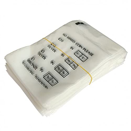 Bolsas de dinero de plástico transparente para bancos, dinero en efectivo, venta al por menor, sin monedas mixtas, manipulación de cambios, tienda, oficina en casa (25), Transparent, 140mm x 90mm