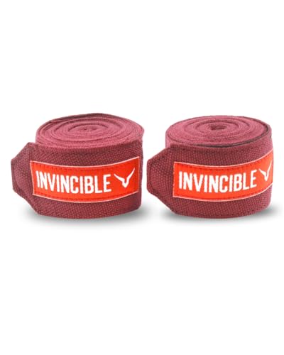 Image of Invincible Mexican Style Semi-Stretch Hand Wraps (Maroon, 2.5 Meter)