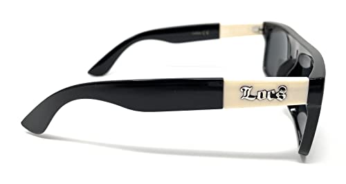 Locs 91156 Black Sunglasses | Authentic Gangster Squared Flat Top Ivory Arms Shades4