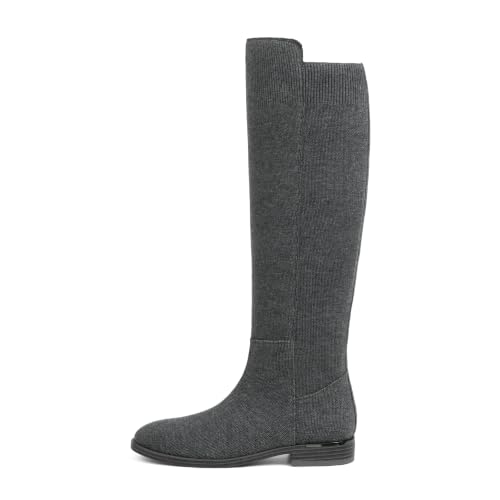 Image of Modatope Rounded Toe Flat Stretchy Dress Knee High Boots Side Zipper