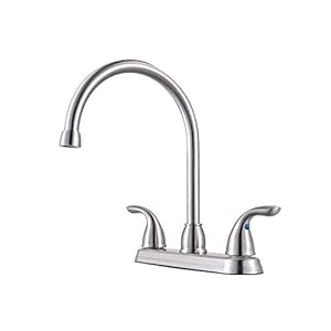 Pfister pfirst series kitchen sink faucet 2 handle high arc 3 hole stainless steel finish g136200s  urban country home decor