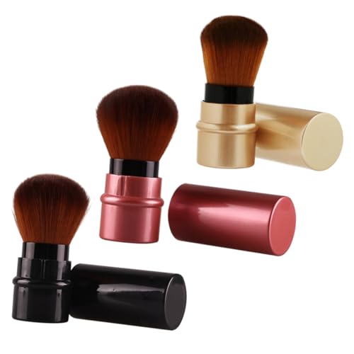 Vaguelly Retractable Blush Brush in Makeup Brush Sets 3pcs Portable No Shedding Nylon Wool Plastic Ideal for Travel