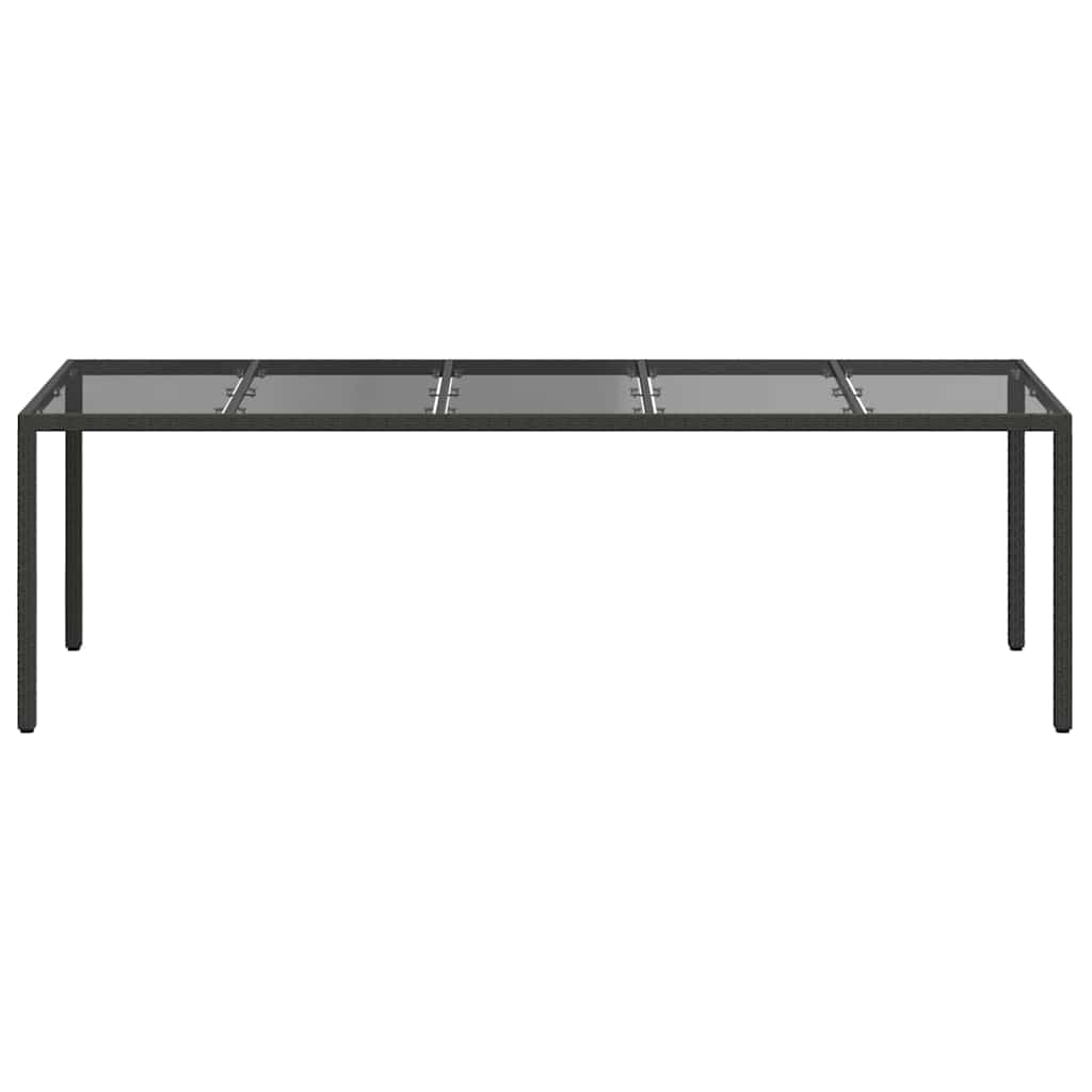 Tavolo da giardino Pur nero, 250 x 100 x 75 cm, in polyrattan, resistente alle intemperie, per esterni, in metallo, stabile, per terrazza, balcone, veranda, ideale per barbecue, picnic e feste
