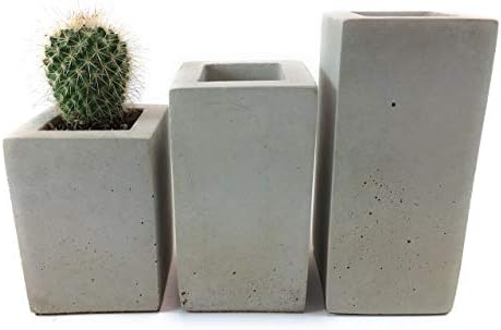 Square Concrete Succulent Planters/Air Plant Holder/Vase. (set of 3) Natural Gray.Cement Succulent pots. Modern Planter set