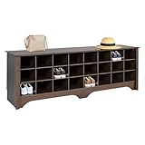 Prepac 24 Pair Shoe Storage Cubby Bench, Espresso