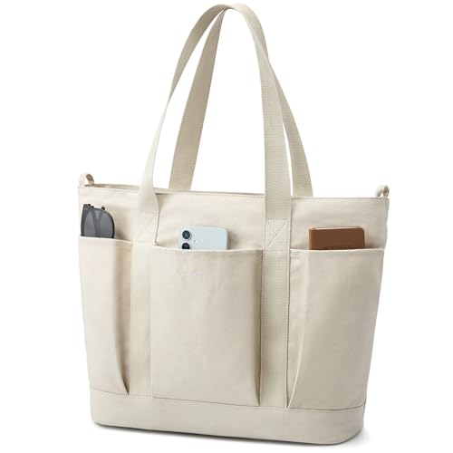 G4Free Large Canvas Tote Bag with Zipper