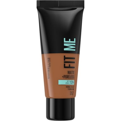 Maybelline Fit Me Foundation, Lightweight Medium Coverage, Blendable With a Matte and Poreless Natural Finish, For Normal to Oily Skin, Shade: 352 Truffle, 30ml