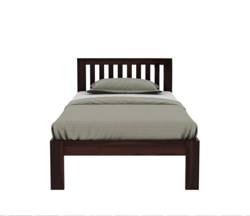 Image of SUNCOM Sheesham Wood Single Size Bed Without Storage for Bedroom - Single Cot Wooden Bed for Living Room - Solid Wood Divan Bed for Home Furniture 6X4 ft (Walnut Finish)