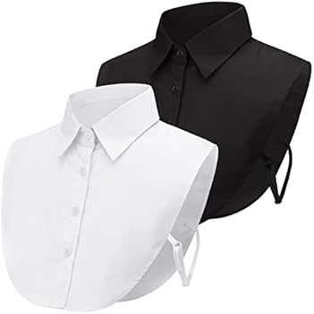 PHOGARY 2 stuks dameskraaginzetstukken met nepkraag, afneembare kraag, afneembare helft shirt, blouse, blousekraag, inzetstuk voor dames, wit zwart, één maat past de meeste mensen, zwart wit, One PHOGARY 2 stuks dameskraaginzetstukken met nepkraag, afneembare kraag, afneembare helft shirt, blouse, blousekraag, inzetstuk voor dames, wit zwart, één maat past de meeste mensen, zwart wit, One