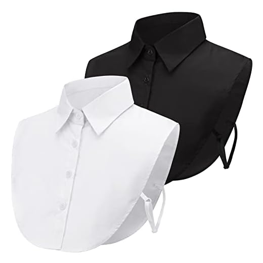 2 Piezas Collar Falso de Dama Blusa Media Camisa Cuello Falso Desmontable Camisa OL Joker Collar Decorativo Collar Dickey Corbata con Puño Falsa Punta de Solapa Blanco&Negro para Mujer