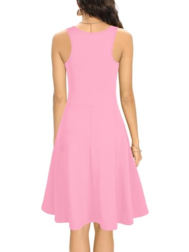 Image of Missufe Women's Sleeveless Racerback Flared Casual Plain Tank Dress
