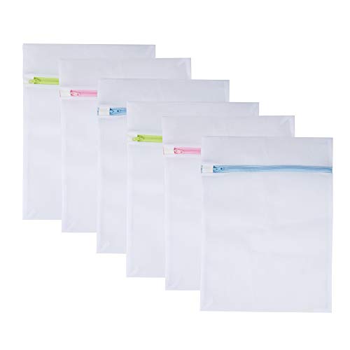 STARUBY Mesh Wäschesäcke 6er-Pack Medium 40x30cm Wäschewaschbeutel Bunter Reißverschluss für Feinwäsche, Bluse, Strumpfwaren, Strümpfe, Unterwäsche, BH-Dessous, Pullover, Reisetasche