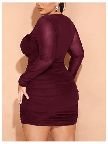Image of Floerns Women's Plus Size Sweetheart Neck Mini Dress Lace Trim Bodycon Dresses