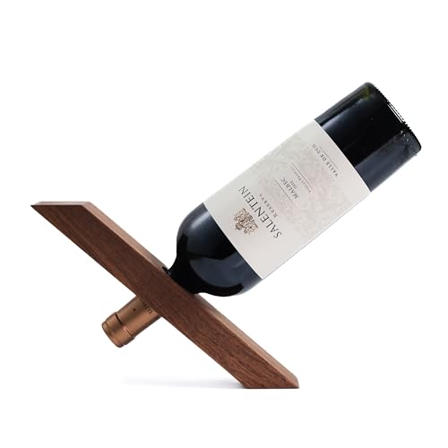 Northauz Floating Wine Holder, Cool Unique Floating Wine Bottle Holder Decorative, Wooden Floating Wine Rack, Single Wine Bottle Holder, Wine Stand for Wine Decor, Wooden Wine Rack
