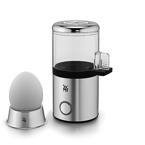 WMF KITCHENminis 1 egg eierkoker, 250 W, geschikt 1 ei maat s tot XL, Tritan-deksel met geïntegreerde waterdispenser, Automatisch akoestisch signaal voor einde kooktijd, Hoogwaardig Cromargan® RVS