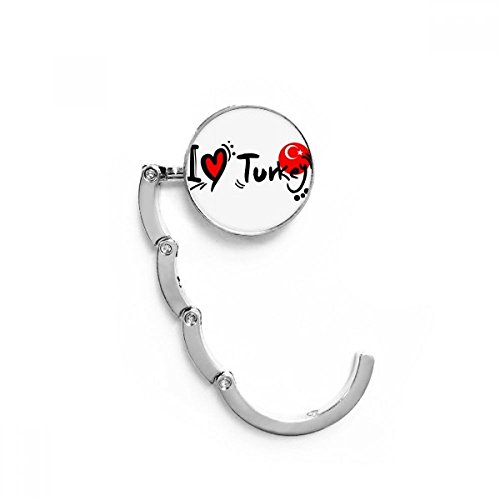 Accroche-sac pliable Turquie avec motif coeur drapeau pour table