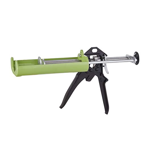 Manual Dual Caulking Gun, Dual Component Adhesive Applicator for Panel Bond with 2 Part Cartridge,1:1 Mix Ratio - Green
