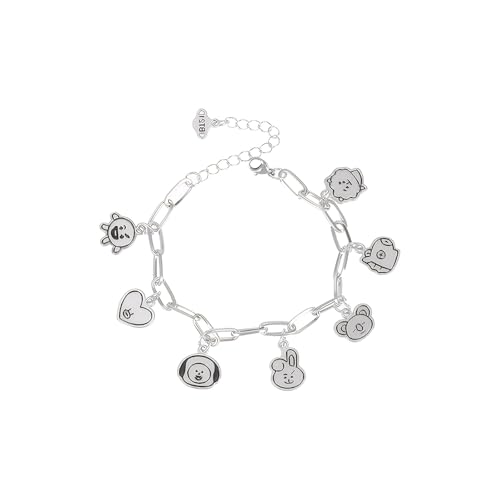 Ceeyoll Pulsera de Acero de Titanio, Pulsera de Cadena con 5 Colgantes de Dibujos...