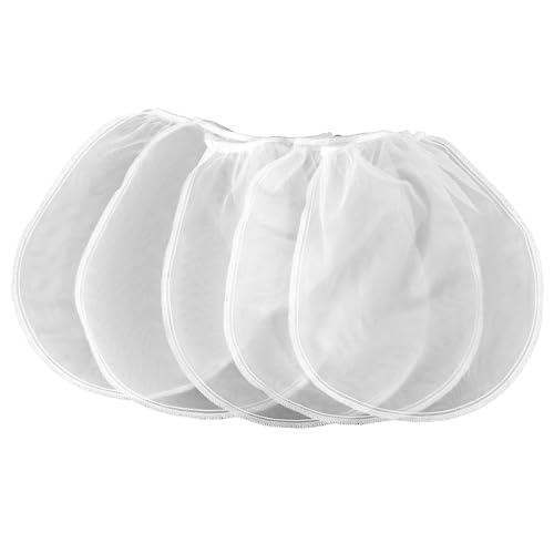 Thinp 5 Pcs Paint Strainer Bags 1 Gallon Paint Filter Bag Disposable Fine Mesh Bags Bucket Strainer with Elastic Drawstring Top Opening Mesh Filter bag for Paints Gardening Hydroponics (White)