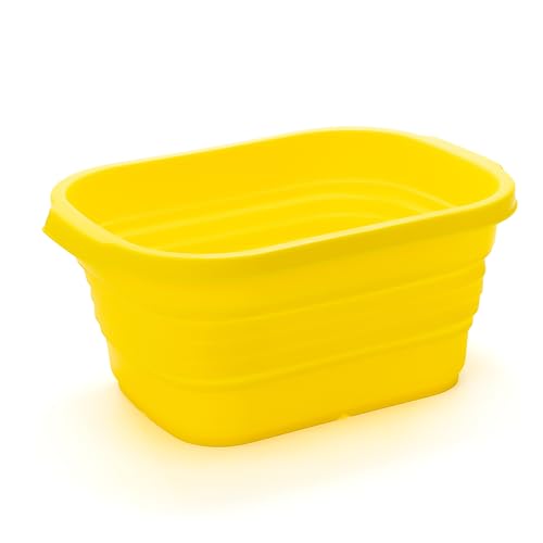 SAMMART 13L (3.4 Gallons) Collapsible Tub - Portable Outdoor Picnic Basket - Space Saving Storage Container (Golden Yellow)