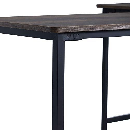 L Shaped Desk, Home Gaming Desk, Office Writing Workstation With Display Shelf, Space-Saving, Easy To Assemble, Vintage Grain #TOP7