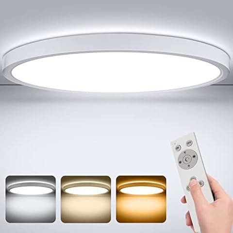 LED Ceiling Light,28W Dimmable Bathroom Ceiling Light,2500LM Ø30cm Modern Bathroom Light IP44 Warm/Natural/Cool White 2700K-6500K with Remote Control for Kitchen Bedroom Hallway Office Garage Room Cover