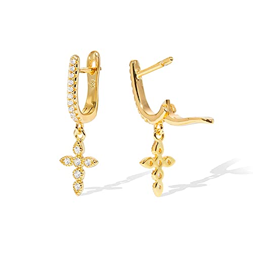 Boucles d'oreilles croix diamant en argent pour un éclat intemporel et raffiné