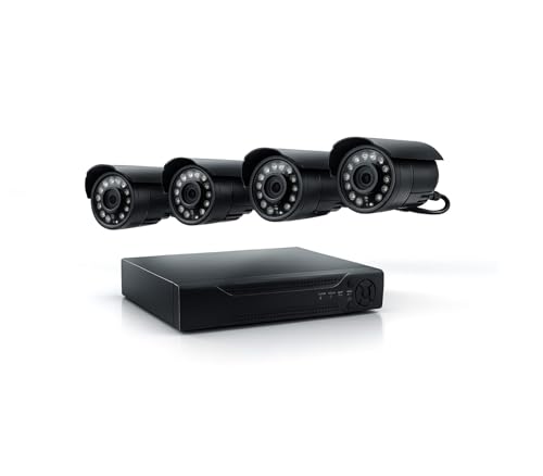 AntDau71® - Kit DVR Videosorveglianza HDMI 4 Canali con 4 Telecamere IR 24 LED, Cavi BNC Inclusi, DVR H.264 LAN USB VGA, Sistema Completo per Interni Ed Esterni - CW566