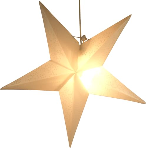 GURU SHOP Wetterfester LED Außenstern Kassandra, Weihnachtsstern, Leuchtstern 60 cm Incl. 7 m Kabel & LED Leuchtmittel - Weiss
