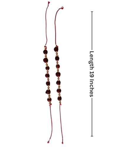 BookMyCostume Natural Brown Rudraksh Golden Plated Rudraksha Jewellery Set with Golden Beads – Rudraksha Mala for Ramleela, Festivals & Spiritual Events | Ideal for Kids & Adults - Image 3 thumbnail