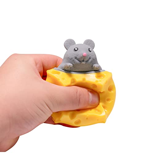 Image of Holgosiu Squishy Mice Stress Relief Rat Fidgets in Cheese Anxiety Relief Squeeze Ball Squish Mouse Toys