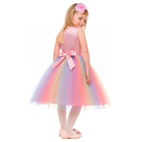 Kids Sequin Flower Girls Party Dress Bridesmaid Ball Gown Wedding Tulle with Accessories 3-10 Years3