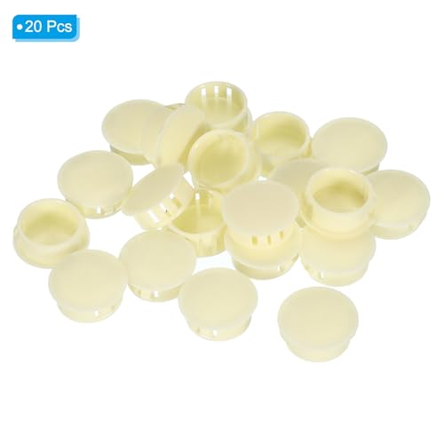 Image of PATIKIL 20Pcs 1 inch Hole Plugs, 1 inch /25mm Plastic Hole Plugs, 20Pcs Flush Type Round Hole Plugs Cover Snap in Locking Hole Tube for Table Kitchen Cabinet Furniture, Beige