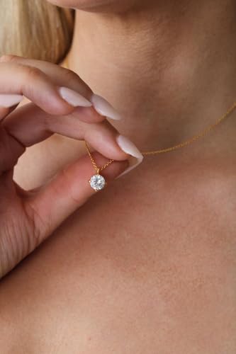 Dainty Gold Necklace for Women – 18K Gold Plated Chain with White Zircon Pendant – Adjustable & Hypoallergenic Non-Tarnish Jewelry – Elegant Minimalist Gift for Her2