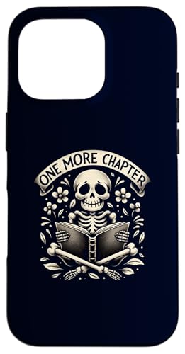 One More Chapter Funny Reading Book Squelette Bookworms Coque pour iPhone 16 Pro