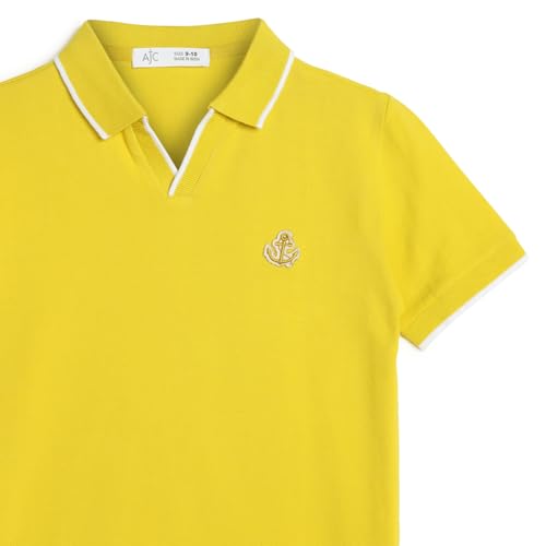 Image of Alan Jones Clothing Boys Solid Polo T-Shirt | Cotton Rich Regular Fit Half Sleeve Collar Tshirt for Boys | Age 6-16 Years