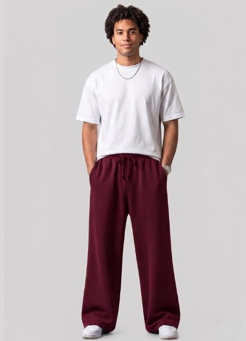 Image of Pure Cotton Men's Baggy Lower | Lower for Man Loose Fit with Pockets & Elastic Waist I Baggy fit Lowers for Gym, Jogging & Casual Wear