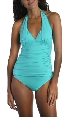 Tankini drapé pour femme haut de maillot de bain élégant aquamarine