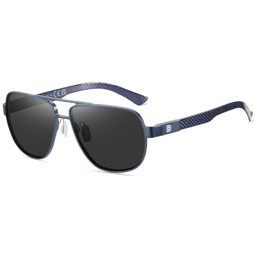 Image of DUCO Aviator Sunglasses for Men Women Carbon Fiber Polarized Sunglasses Men UV Protection for Driving Golf Fishing 3051