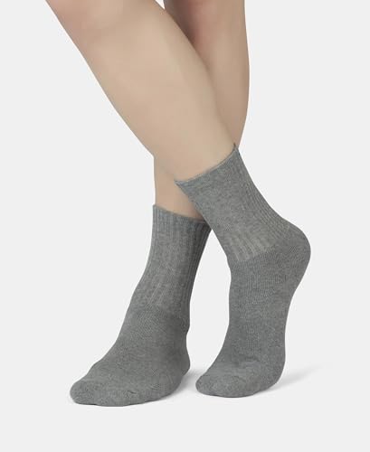 Image of Jockey 7035 Men's Compact Cotton Terry Crew Length Socks With StayFresh Treatment (Pack of 3) Navy, Grey Melange & Stellar FREE SIZE