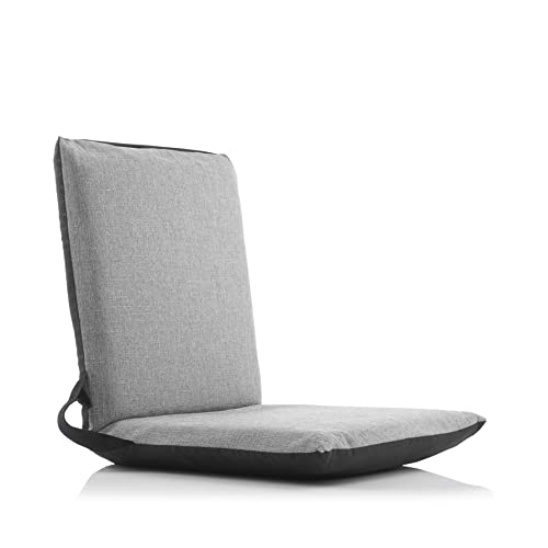 InnovaGoods Sitinel Silla de Suelo, cómoda y Funcional, con Respaldo reclinable y cojín Acolchado, Ideal para Relajarse y Descansar Material plástico y 60% algodón, Negro y Gris