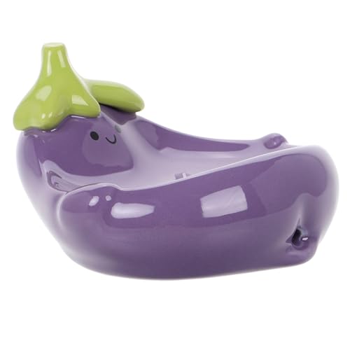 Beaupretty ナスの石鹸箱 卓上ソープボックス 面白い石鹸皿 排水溝付きソープディッシュ シャワーソープディッシュ シンク用固形石鹸ホルダー シャワー用石鹸ホルダー 旅行用石鹸容器 セラ
