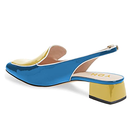 Image of YDN Women Closed Square Toe Block Low Heels Slingback Formal Loafer Dressy Shoes Office Lady Pump Size 4-15 US
