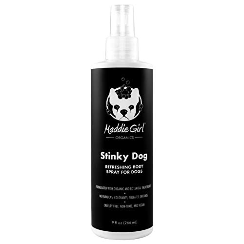 MaddieGirl Organics - Stinky Dog Fur Refreshing Body Spray - Keeps Fur Clean & Effectively Removes Odors - All-Natural Organic Essential Oils & Botanicals - Vegan, Cruelty Free, No Gluten or GMO - 9oz