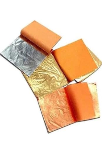 300 Sheets, Gold Copper Silver Gilding Foil for Gilding, Resin Art, Decoration Crafting, Paintings, Arts Crafts, Nail Decoration,Furniture, Size 8cm×8cm (300sheets)