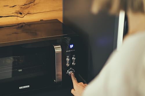 SEVERIN SEVERIN 2-in-1 Mikrowelle mit Glasboden und Grill, zum Auftauen und Erhitzen, Mikrowellengerät mit großer Nutzfläche für eckiges Geschirr, Schwarz/Edelstahl, MW 7763 - Zusatzansicht 10 | Kompakt-Mikrowellen