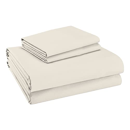Purity Home 400 Thread Count 100% Cotton Sheets, Cooling Percale Full Ivory Sheet Set, With Elasticized Deep Pocket Bed Sheets, Hotel Luxury 4 Piece Full Size Bedding Set - Full, Ivory #TOP6